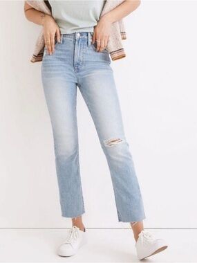 Madewell Perfect Vintage Jeans Womens Sz 25p Light Wash Distressed Raw Hem